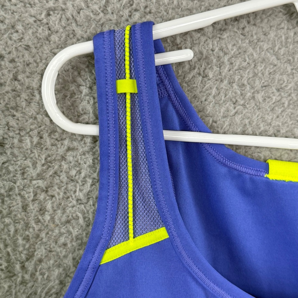 Nike Dri-FIT Womens Sports Bra Blue Neon Yellow Mesh Pockets CJ0708-480 Large - Picture 4 of 9